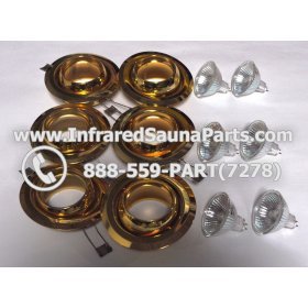 COMPLETE LIGHT ASSEMBLY 110V / 120V - COMPLETE LIGHT ASSEMBLY 6 HOUSING IN GOLD FINISH WITH 6 BULBS 110V / 120V 5